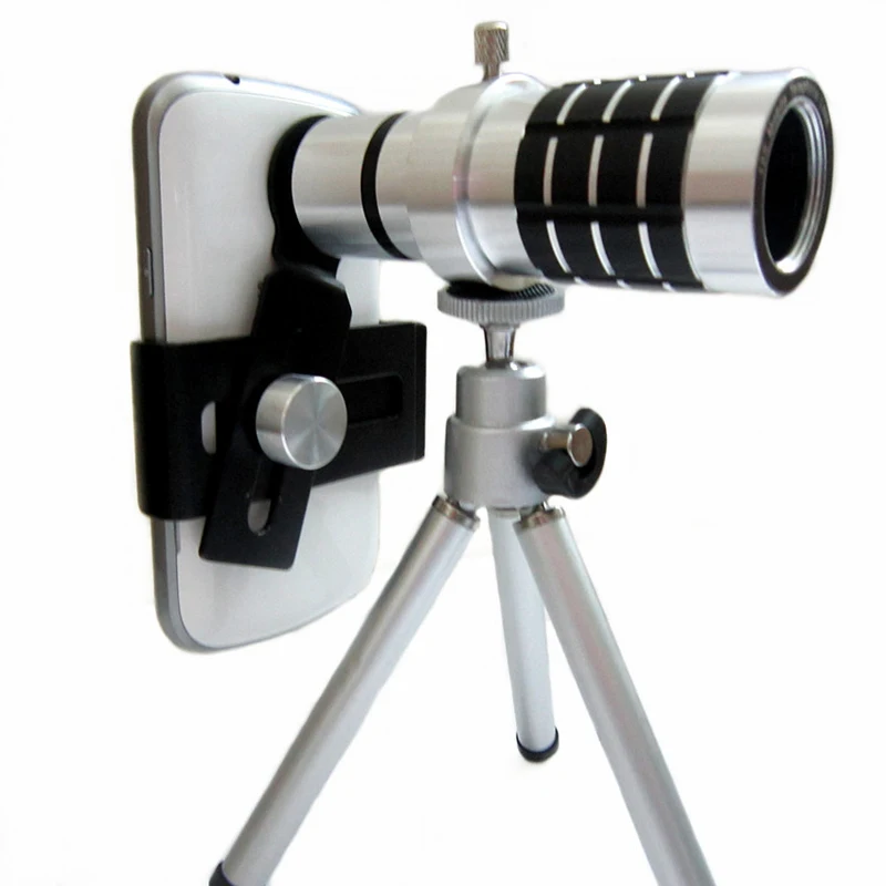 

Universal Portable 12x smart mobile phone camera lens tripod kit clip professional telephoto lens for Smart Mobile Phones