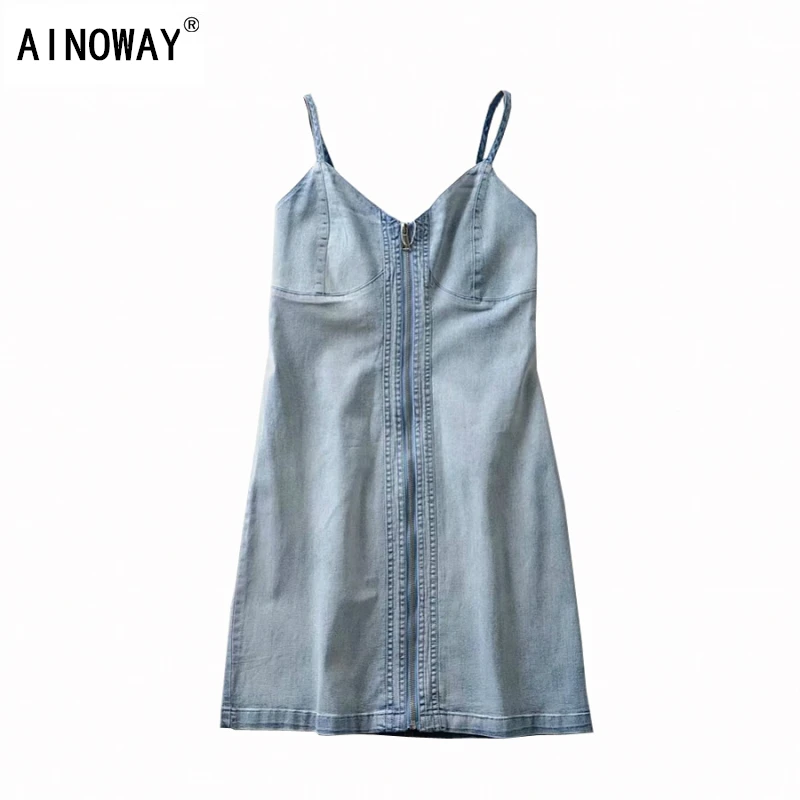

Vintage chic Women solid denim cotton Cami dresses ladies sexy Spaghetti Strap slim fit short Mini dresses vestidos