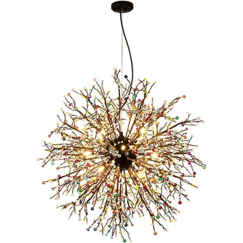 

HAIXIANG Creative Colorful Lamp Multi-specification Light LED Iron Chandelier for Living Room Lighting Dandelion Ceiling Lamp