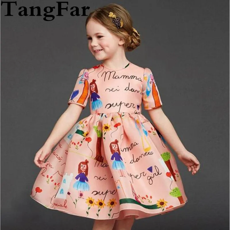 

Girls Summer Dress Printed Brand Robe Princesse Fille Toddler Dress Costume Kids Clothes Vestido Children Dresses