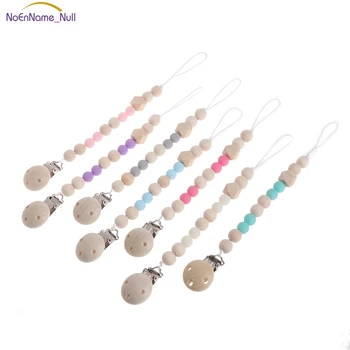 

Hot Selling Nipple Holder Beaded Wooden Baby Pacifier Clip Chain Nipple Leash Strap Pacifier Clips Soother Chain #330