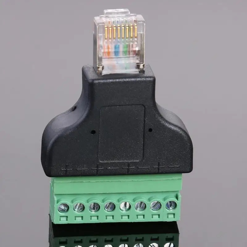 RJ45 штекерным Винтовые клеммы 8-контактный разъем Ethernet Кабель-адаптер для CCTV