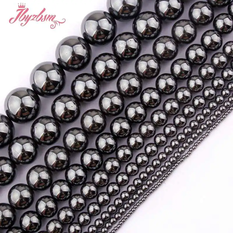 

3,4,6,8,10mm Smooth Round Hematite (No Magnetic) Beads Ball Natural Stone Beads For DIY Necklace Jewelry Making 15"Free Shipping