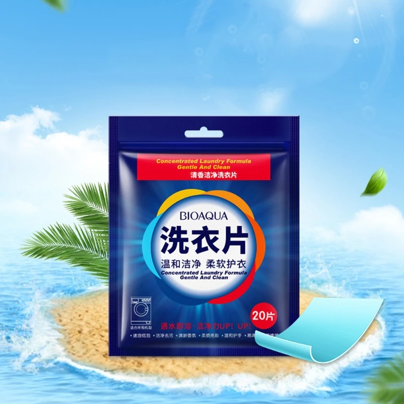 HOT Fragrant smell 20 Pcs Bioaqua Laundry Tablets Concentrated Cleansing Fragrance Softener Clothes