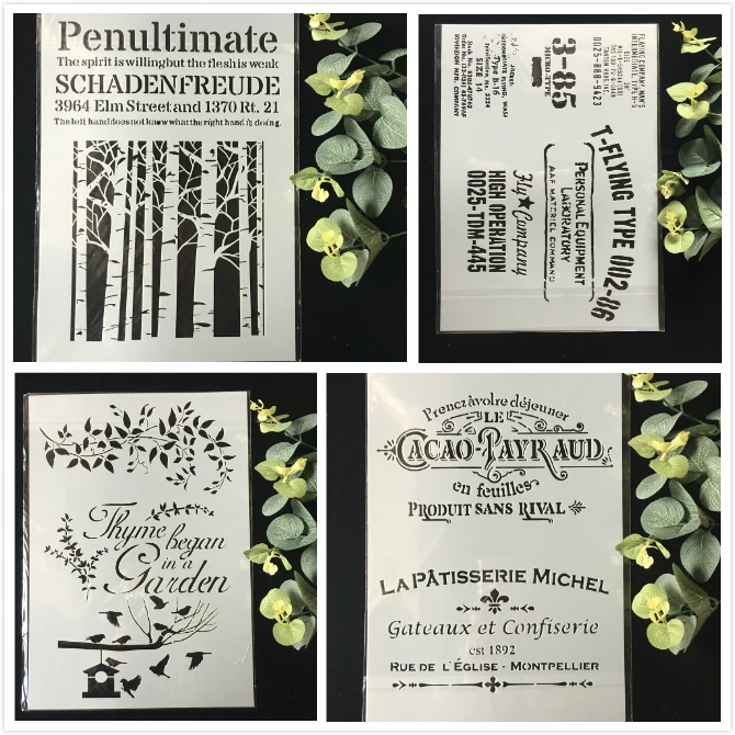 

4Pcs/Pack A4 Tree Flower DIY Layering Stencils Wall Painting Scrapbook Coloring Embossing Album Decorative Template