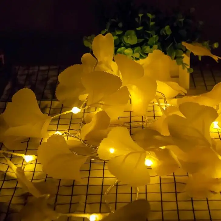 

LED ginkgo leaf string light decoration holiday coloured light battery box lamp string 1.5m 10led