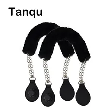 Tanqu Faux Fur Cover Strap Metal Chain Handle with Tear Drop End Double Chain Handle for O Bag for EVA Obag Women Bag