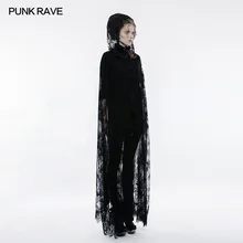 PUNK RAVE Gothic Transparent Lace Long Lace Cloak Coat Jacket Shirt Fashion Casual Novelty  Rock Victorian Jacket Shirt