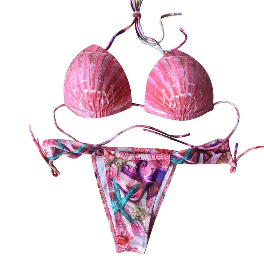 New Sexy Women's Swimwear Bathing Suit Push up Padded Cup Halter Strap