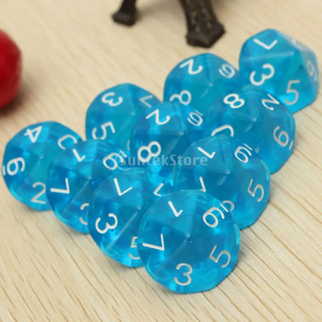 D10 Ten Sided Gem Dice for RPG Dungeons Dragons Games Set of 10 Dice