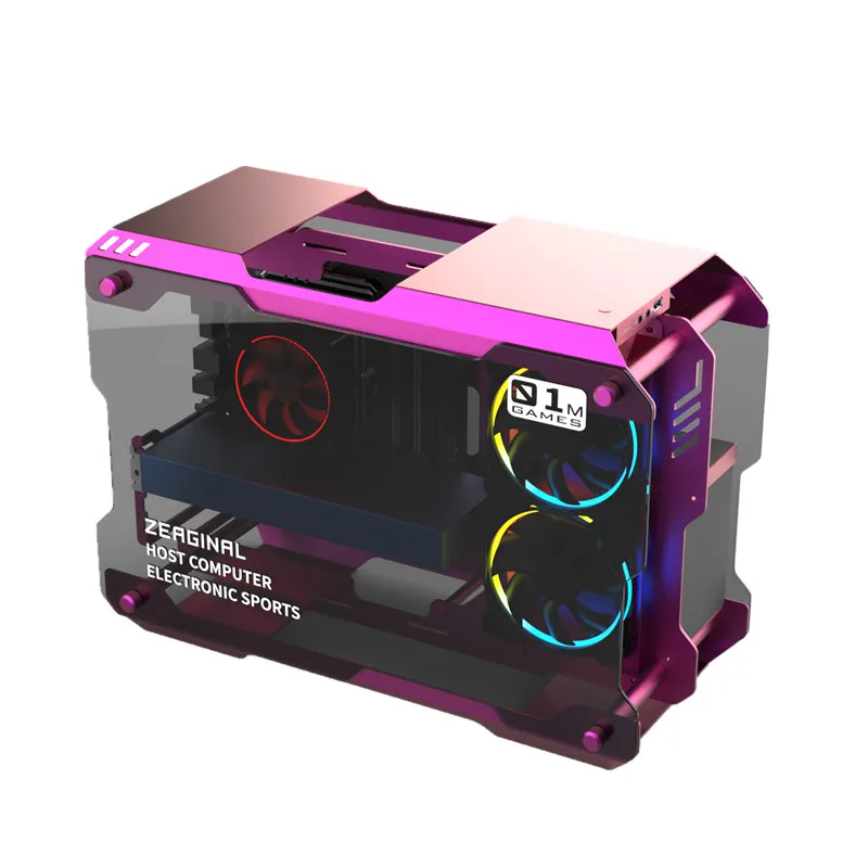  ZEAGINAL MATX ITX PC Case Gaming Gamer Grape Pot For Water Cooling DIY Loop Full Aluminum ZC-01M