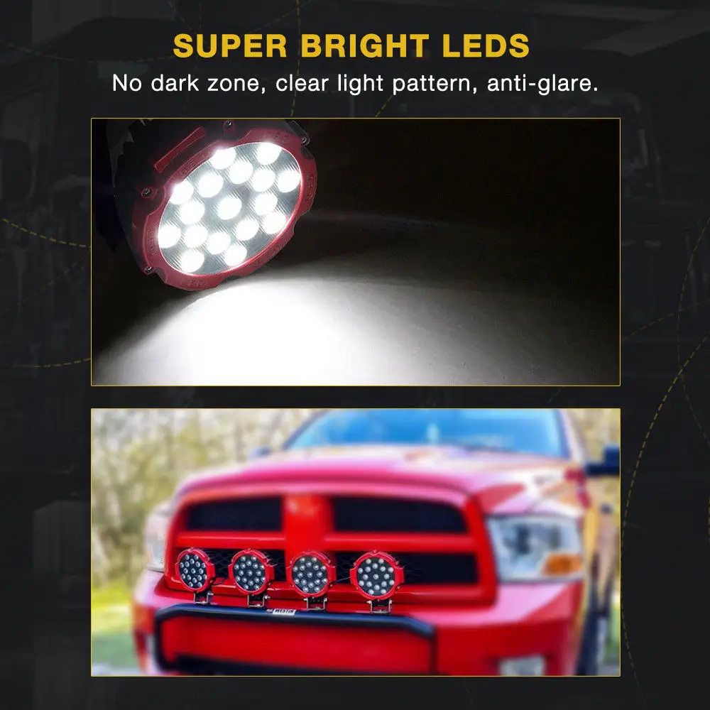 DIC 2PCS Car Turned 7inch 51 W LED Working Light 12V/24V High Power 17x3W Spot Light 4x4 Offroad Truck Tractor ATV SUV Driving DIC 2PCS Car Turned 7inch 51 W LED Working Light 12V/24V High Power 17x3W Spot Light 4x4 Offroad Truck Tractor ATV SUV Driving