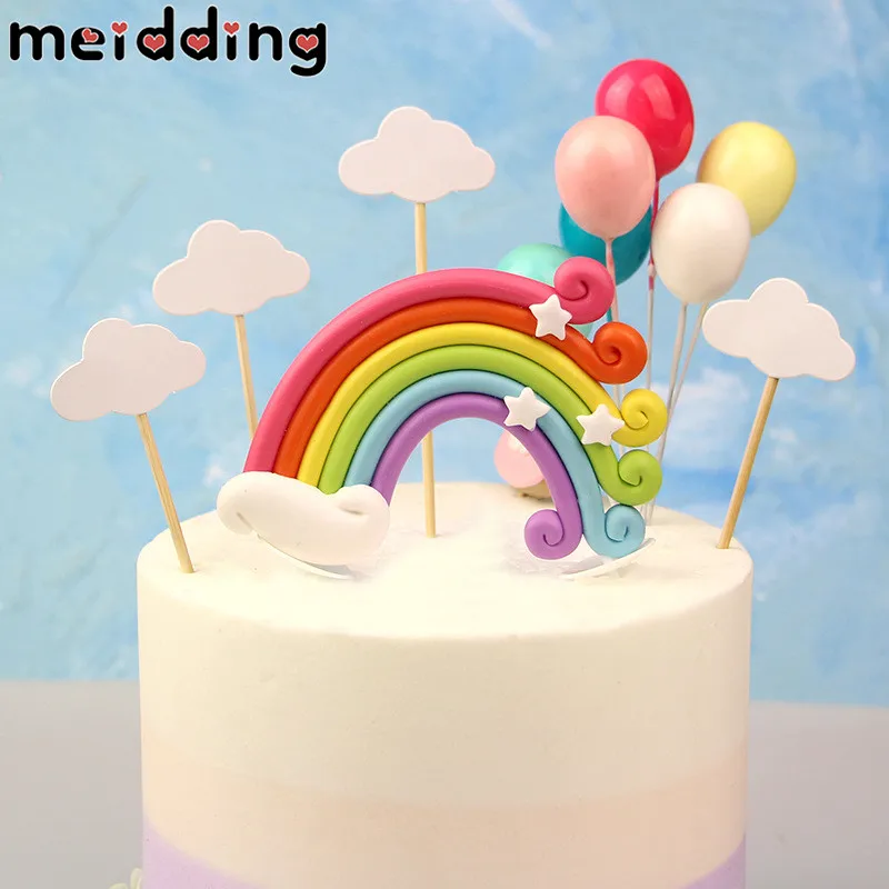 Мультфильм Горячий воздушный шар облако торт Топпер Радуга кекс Топпер украшение для душа ребенка Дети День рождения вечеринка Свадьба принадлежности