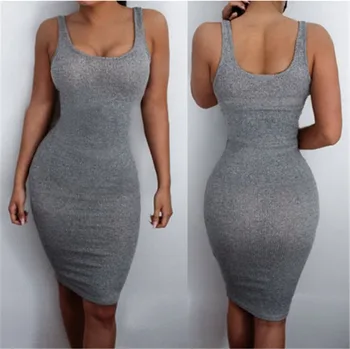 

Women Sleeveless Mini Dress Stretch Bodycon Ladies Summer Casual Strappy Dresses