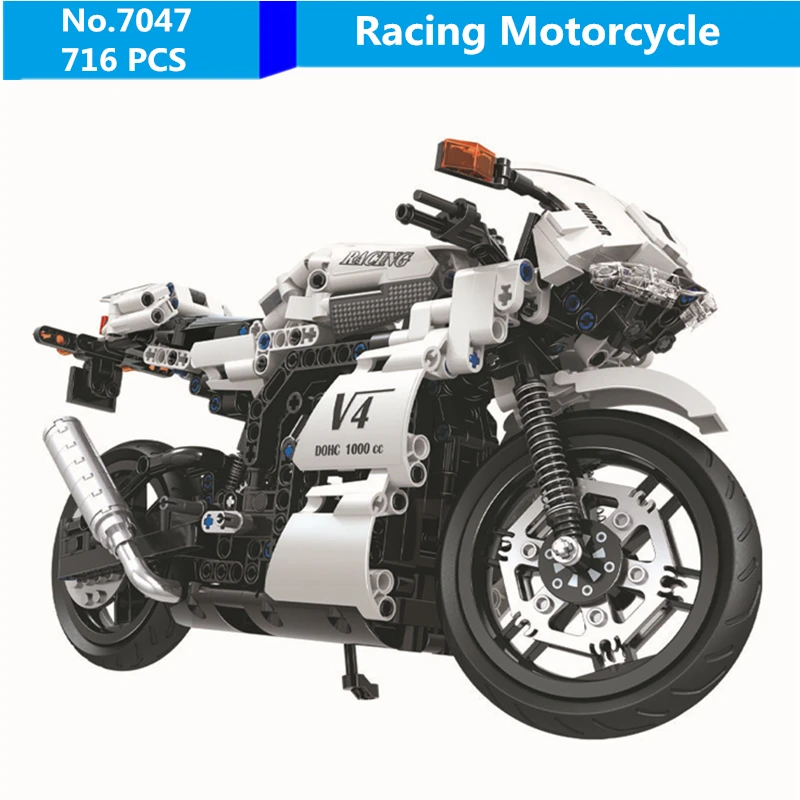 

DIY 716pcs Racing Motorcycle blocks Technic Series Building Blocks technic Moto Model Bricks Kids Toys for Children Gifts
