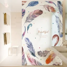 Разноцветные перья наклейки на окна стекло наклейки матовая стеклянная пленка раздвижные двери балкон матовый, непрозрачный ванная комната 48