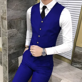 

Pure color men Vest Suit Business Casual Men Waistcoat vests Asia size S M L XL XXL XXXL vest men Slim design