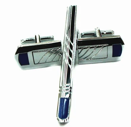 

ACK042 CLASSIC FRENCH STYLE Enameled Cufflinks and Tie clips Set