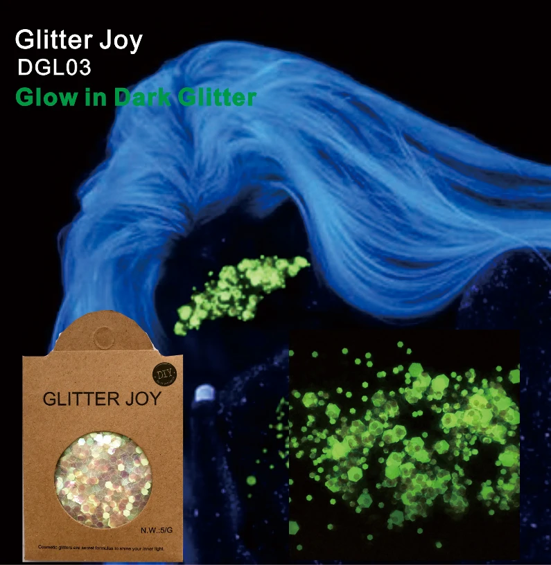 

DGL03 one pack of Hexagon Glow in Dark Luminous Face and Body Cosmetic Glitter Sequins Party Make Up Body Carnival Decor