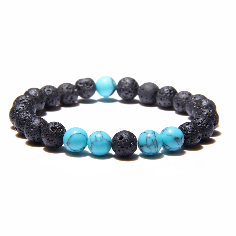 

Vinswet Buddha Bracelet Homme Natural White Blue Beads Bracelet Women Men Lava Stone Bracelets Bangles Female Friendship Jewelry