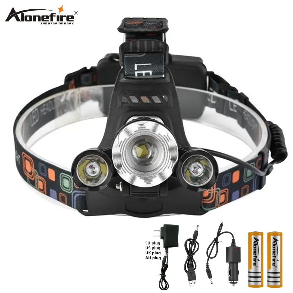 

AloneFire HP90 8000Lm T6+2R5 headlamp headlight head lam lighting xml t6 zoom torch lantern led flashlight fishing