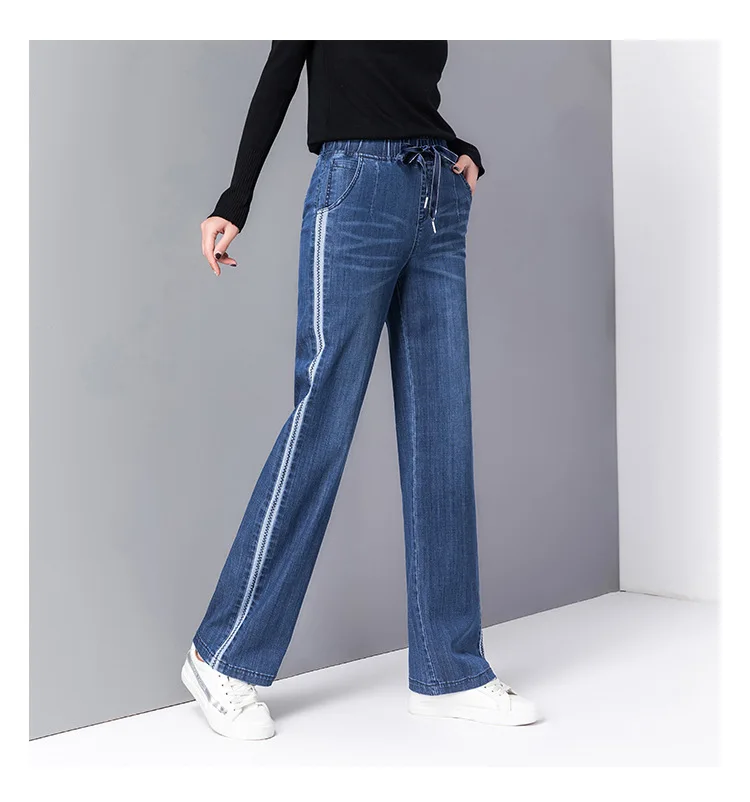 Прямые джинсы женские с высокой талией Джинсы бойфренда для женские джинсовые большие размеры 2019 весенне-летний свободный крой промывают