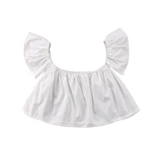 Новинка; Модная одежда для новорожденных девочек; укороченный топ с открытыми плечами; футболка; блузка; летняя одежда
