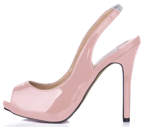 Пикантные вечерние женские босоножки из лакированной кожи с открытым носком на шпильке; Sandales Femmes Talon Haut Aiguill; обувь для невесты; YJS1 - Цвет: Light Pink