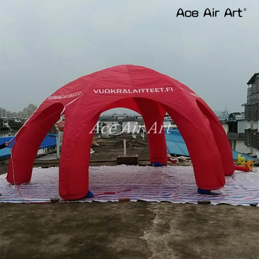 Подгонянная красная надувная палатка-паук, 6 ног/балки купольная палатка с логотипом печать для продажи