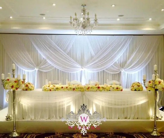 

Free Shipping 10ft x 20ft pure white Wedding Backdrop with beautiful swag Wedding Decoration