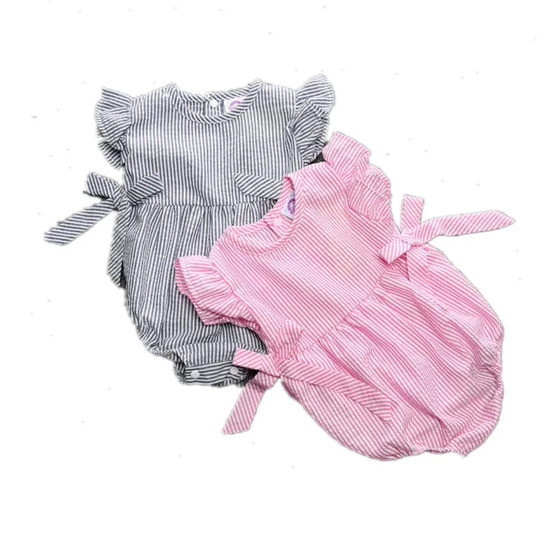 Корейская версия Лидер продаж весна детский комбинезон детская одежда в полоску Без Рукавов детские комбинезон с бабочкой