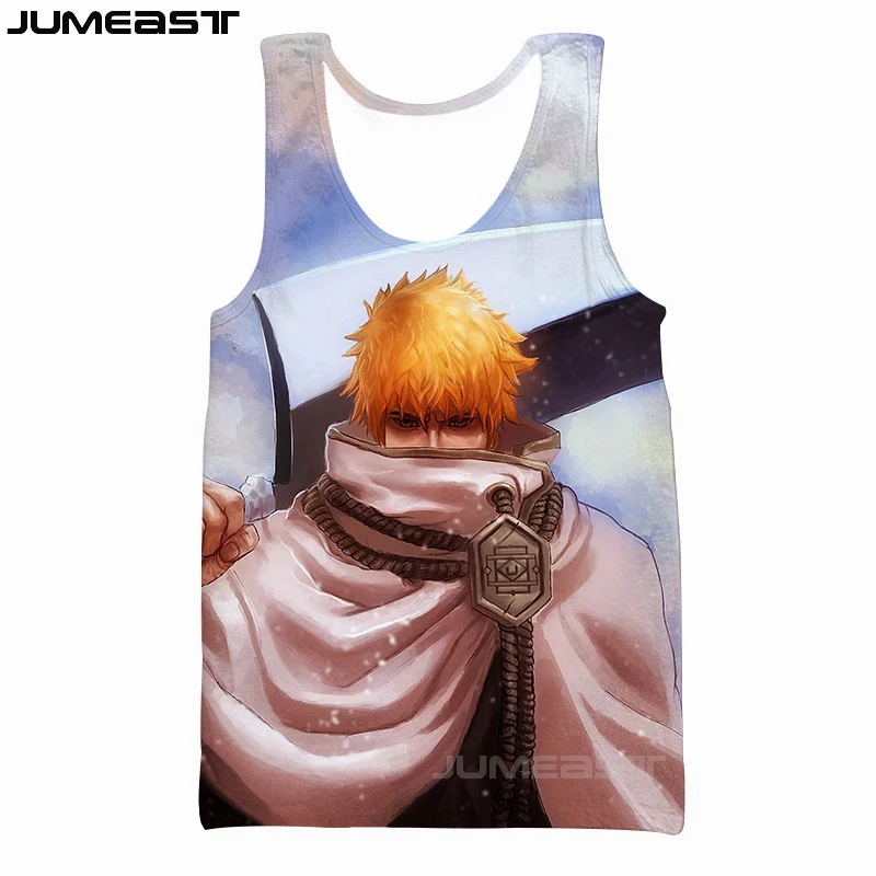 Jumeast бренд Для мужчин/Для женщин 3D печатных мультфильм Аниме Bleach майка с коротким рукавом Новая мода спортивный пуловер Лето Танк Футболки