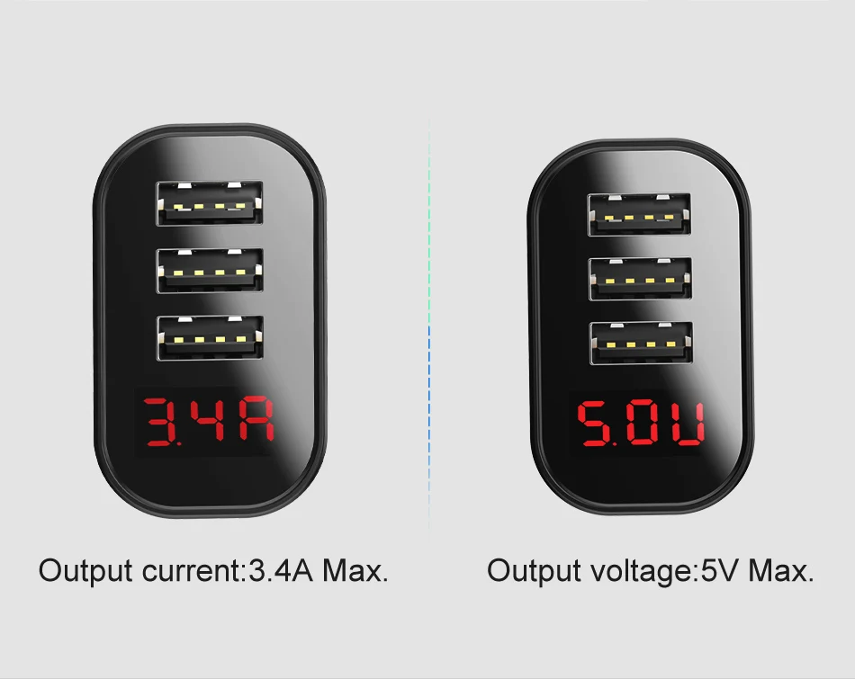 Baseus светодиодный цифровой 3 Порты USB Зарядное устройство ЕС Подключите мобильный телефон для быстрой зарядки стены Зарядное устройство 3.4A Max для iPhone X 8 7 samsung S9 S8