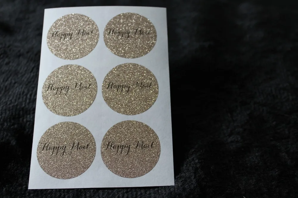 

3.8cm Happy Mail Rose gold glitter classic round sticker