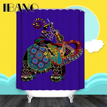 

Nations Wind Elephant Shower Curtain Pattern Customized Shower Curtain Waterproof Polyester Fabric Shower Curtain For Bathroom