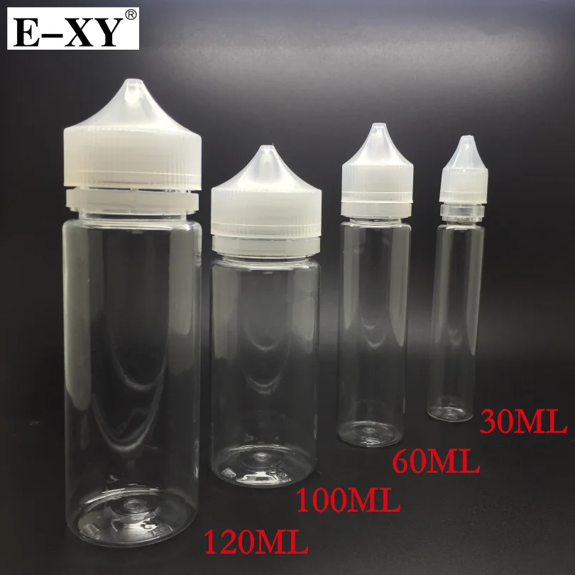 

E-XY Plastic Bottles 30ML 60ML 100ML 120ML e cigarette Dropper Bottle With Tamper Evident Caps Slim Tip For RDA Atomizer