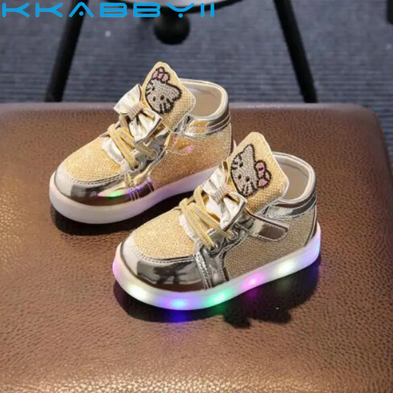 

2018 New Spring Autumn Fashion Kids Sports Shoes Boys Girls LED Light Sneakers Soft Bottom Children Casual Shoes Size 21-30
