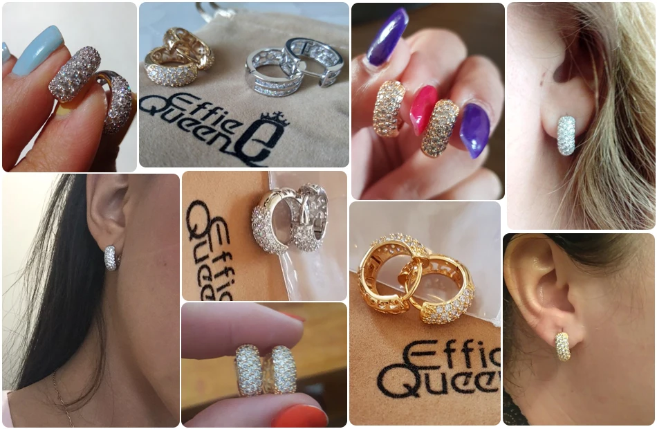 Effie queen серьги-кольца для женщин полые Дизайн узор 18 мм круглый с AAA CZ 4 цвета свадебные серьги женские ювелирные изделия DOME22