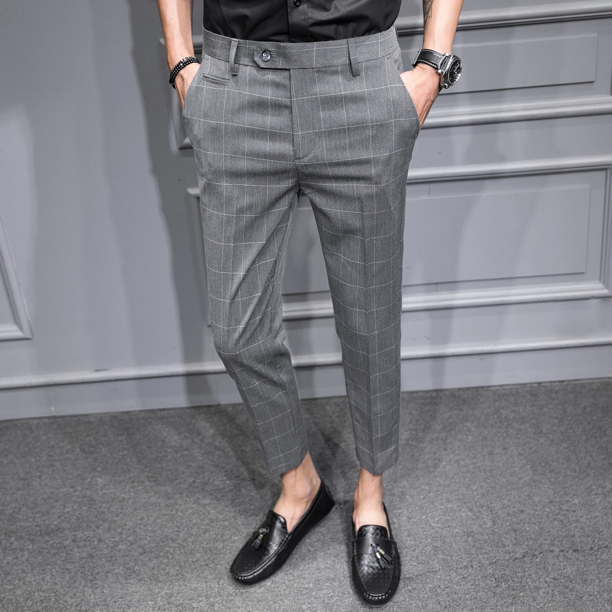 Summer Autumn New Polyester M-4XL Slim Casual Men's Cropped Pants Individuality Fashion Popularity Simple Classic City Youth