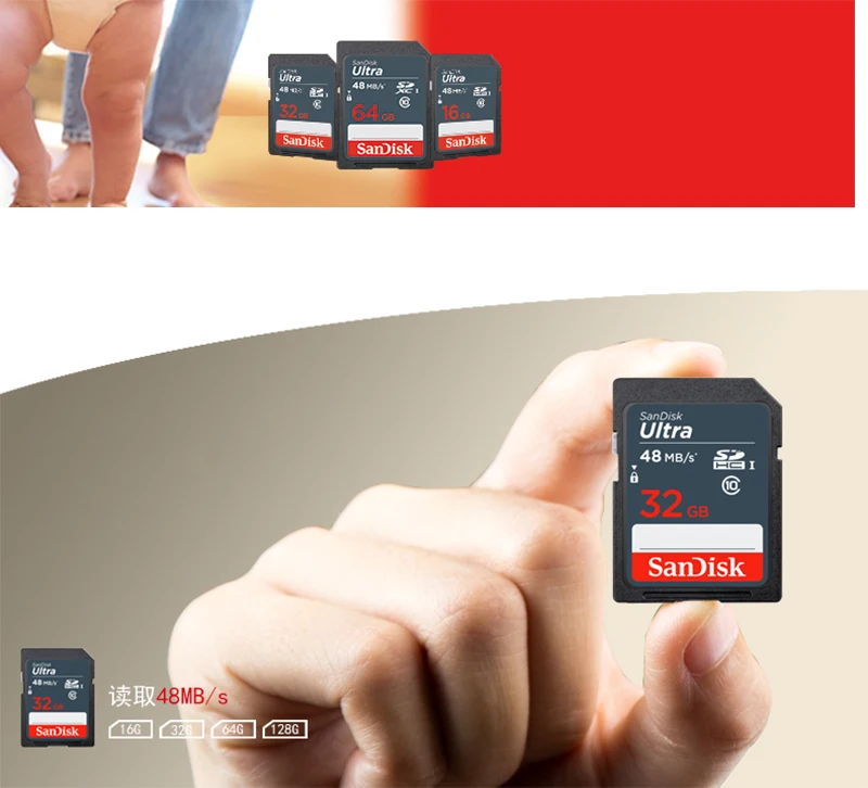 Натуральная SanDisk SD карта для Камера 48 MB 64 ГБ 32 ГБ оперативной памяти, 16 Гб встроенной памяти, флэш-карта памяти карты для Камера флэш-карта памяти SDXC карты памяти SDHC