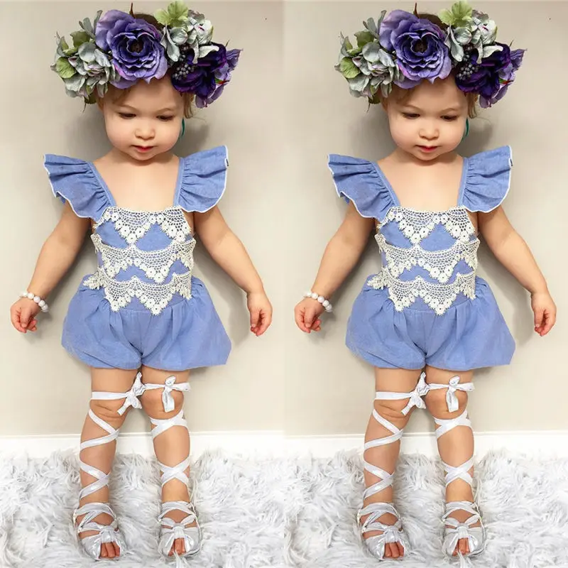 2018 New Fashion Hot One piece Toddler Kids Baby Girls Denim Romper