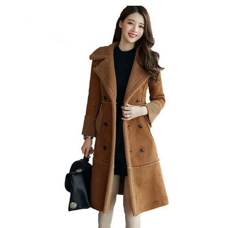 

New fashion long section cotton coat women clothing 2019 winter plus velvet thicken Suede lambswool jacket Slim women coats