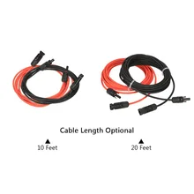 1 Pair 2meters Black + 2meters Red 10AWG Solar Panel Extension Cable Wire with MC4 Female and Male Connector