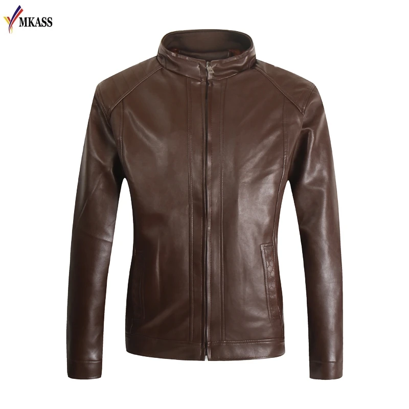 Hot Men Autumn Classic Stand Collar Pilot Leather Jacket for Men PU Leather Coat Male M-4XL Zipper Black Motorcycle Jacket