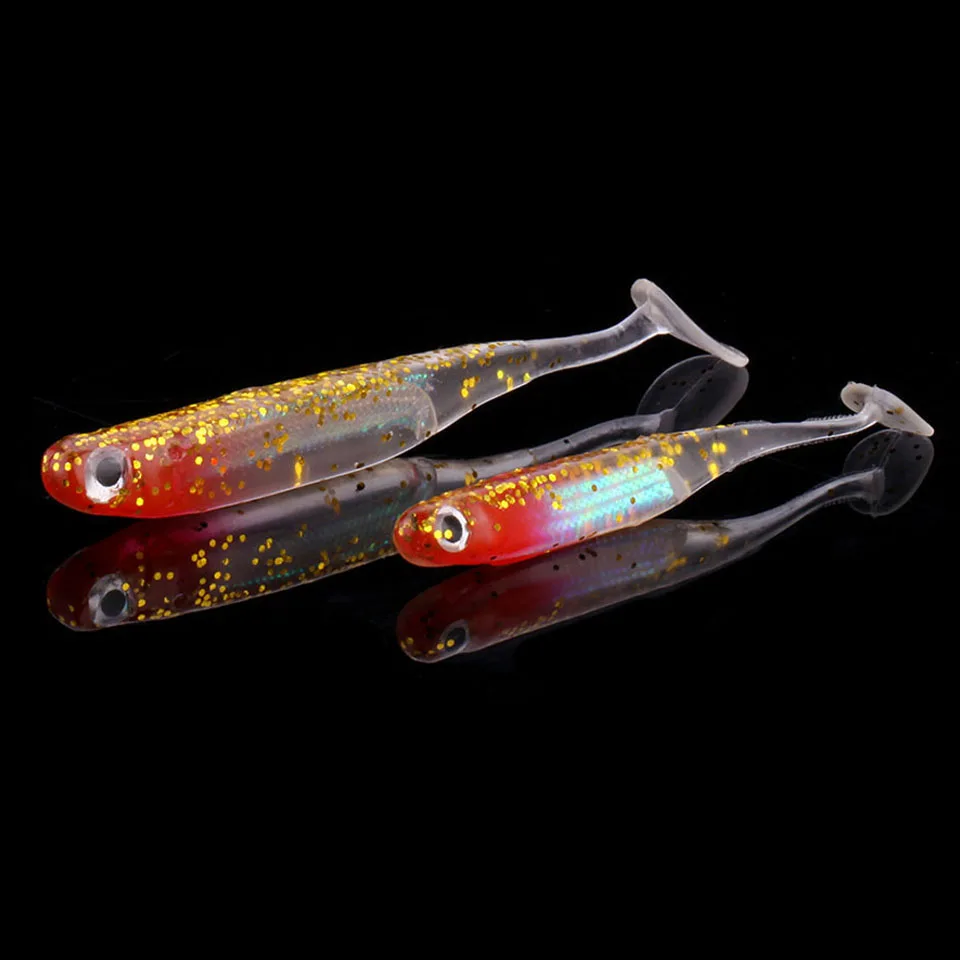 WALK FISH 2 шт./лот T Tail мягкие имитирующие приманки 70 мм 90 мм 2 г 5 г силиконовые приманки Красочные искусственный карп приманки для рыбалки - Цвет: E 5