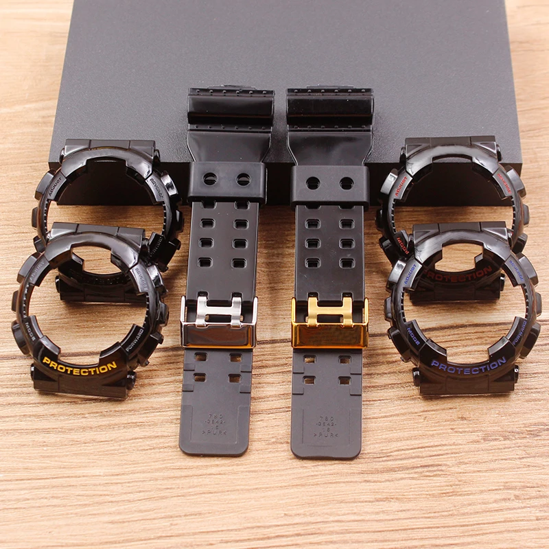 Watch Accessories For Casio GSHOCK GLS GD GA110 GA100 GD120 Resin Strap Male Black Gold Case