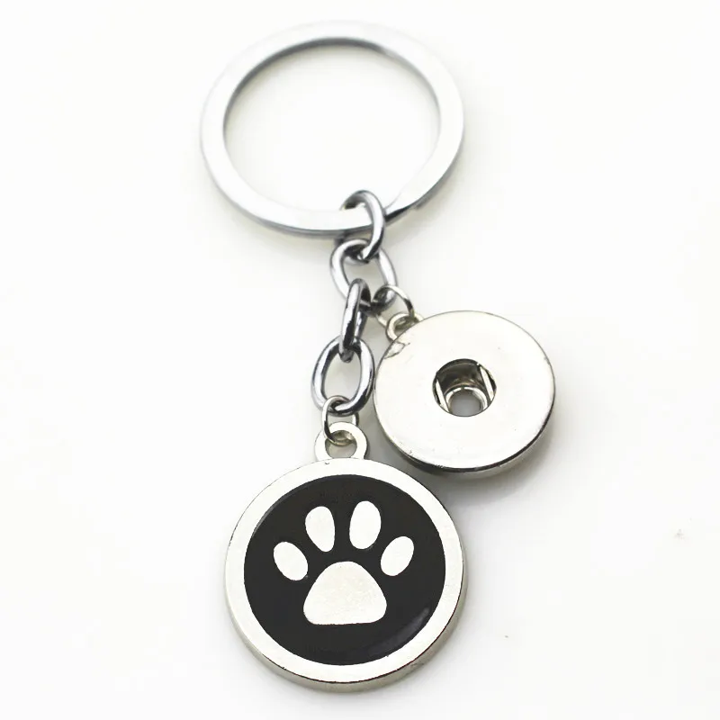 

6pcs/lot Hot selling Dog Paw Snap Keychains Keyring fit 18mm DIY Snaps Button ginger key chains diy jewelry