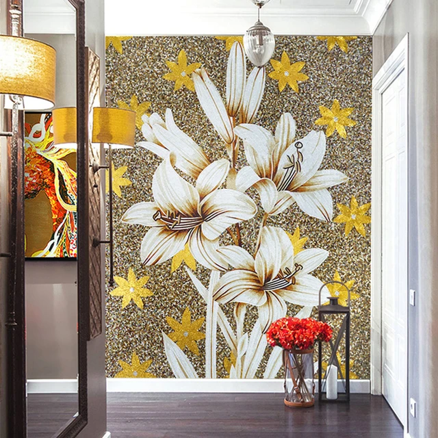 Custom Luxury Glass Mosaic Mural Marble Effect Art