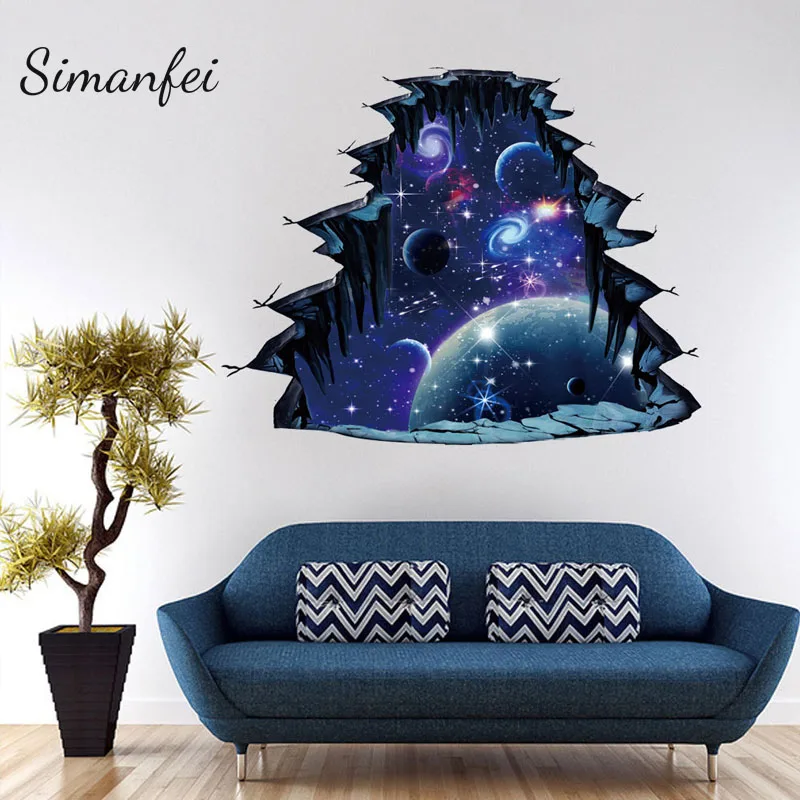 

Simanfei Space Galaxy Planets Wall Sticker 2019 Waterproof Vinyl Art Mural Decal Universe Star Wall Paper Kids Room Decorate