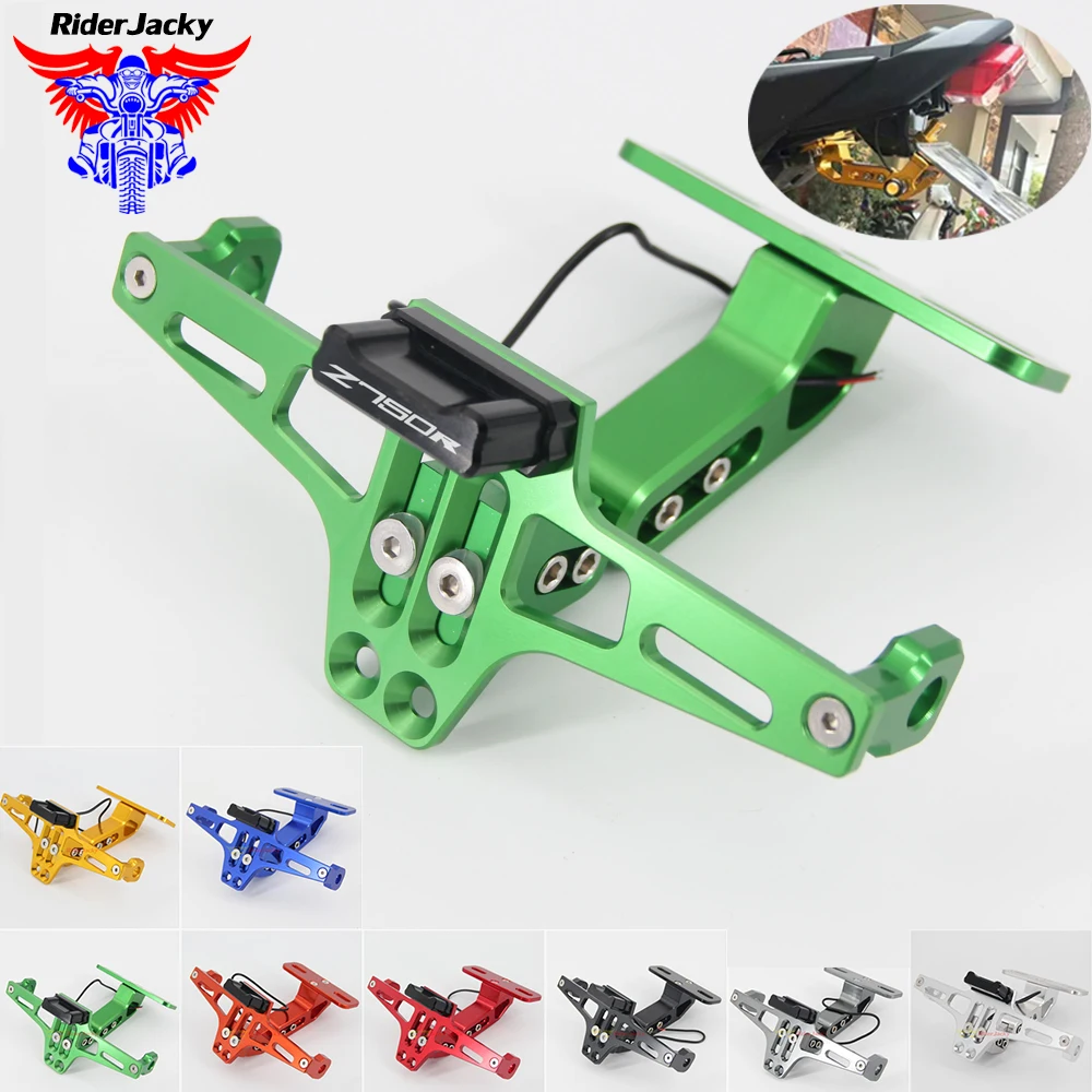 

Motorcycle CNC Adjustable Angle License Number Plate with LED light Frame Holder Bracket For Kawasaki Z750R Z 750 R 2011-2012